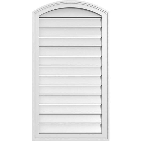 Ekena Millwork Arch Top Surface Mount PVC Gable Vent: Non-Functional, w/2"W x 1-1/2"P Brickmould Frame, 22"W x 38"H GVPAR22X3802SN - main